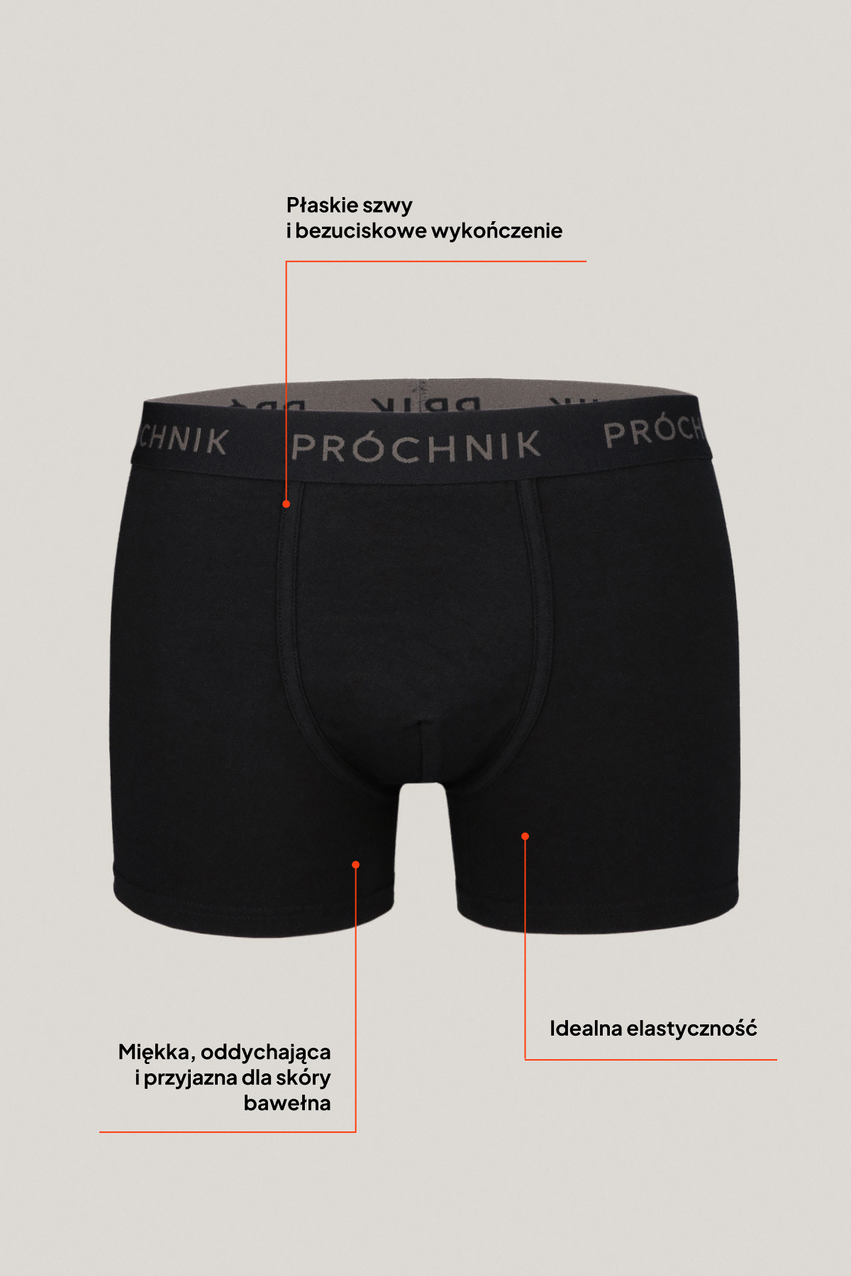 Zestaw 7 Par Czarnych Bokserek z Bawełną PM15