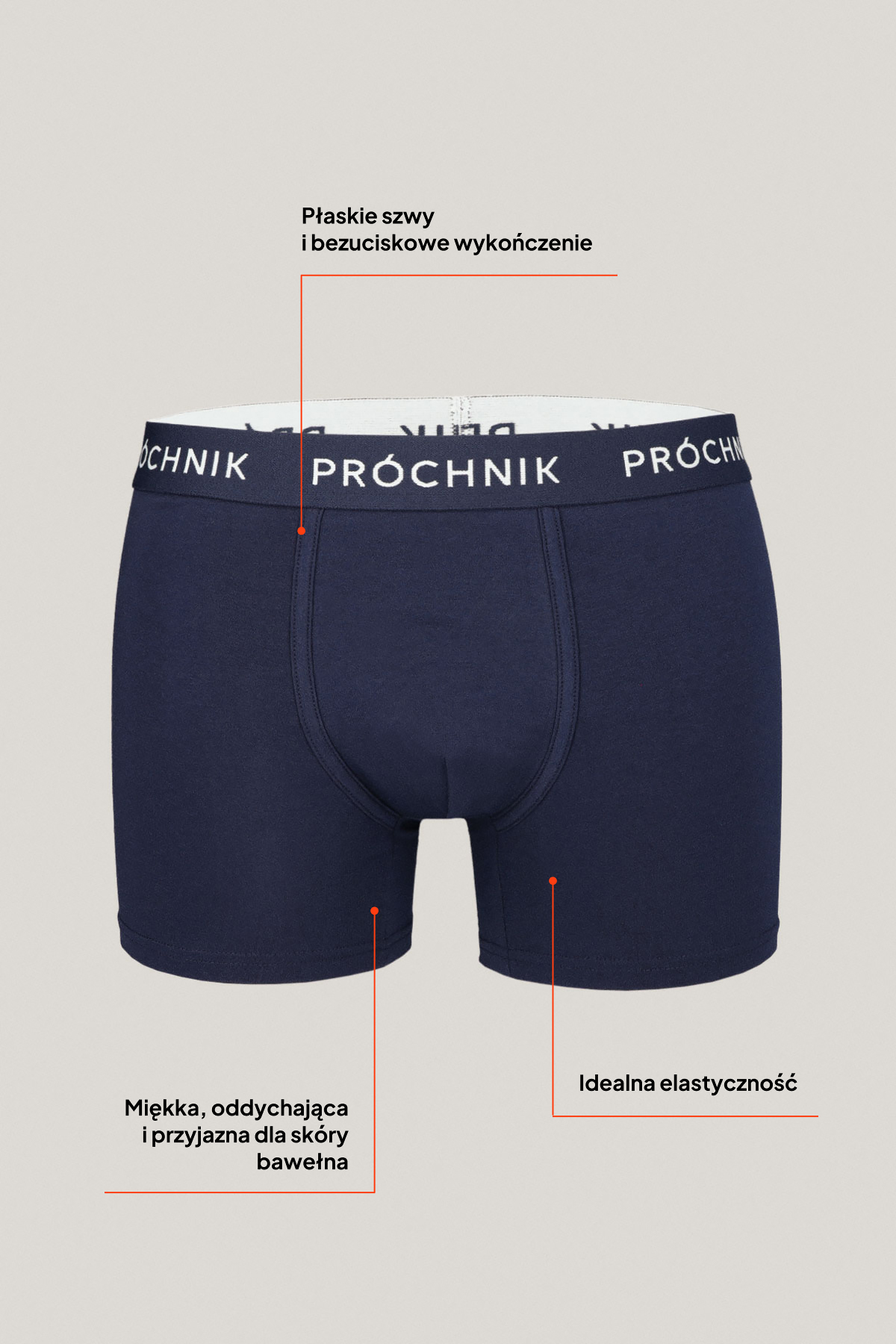 Zestaw 7 Par Granatowych Bokserek z Bawełną PM16