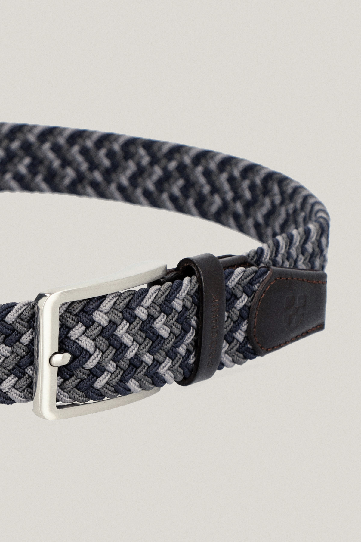 Pasek Granatowo-Szary Pleciony PM14