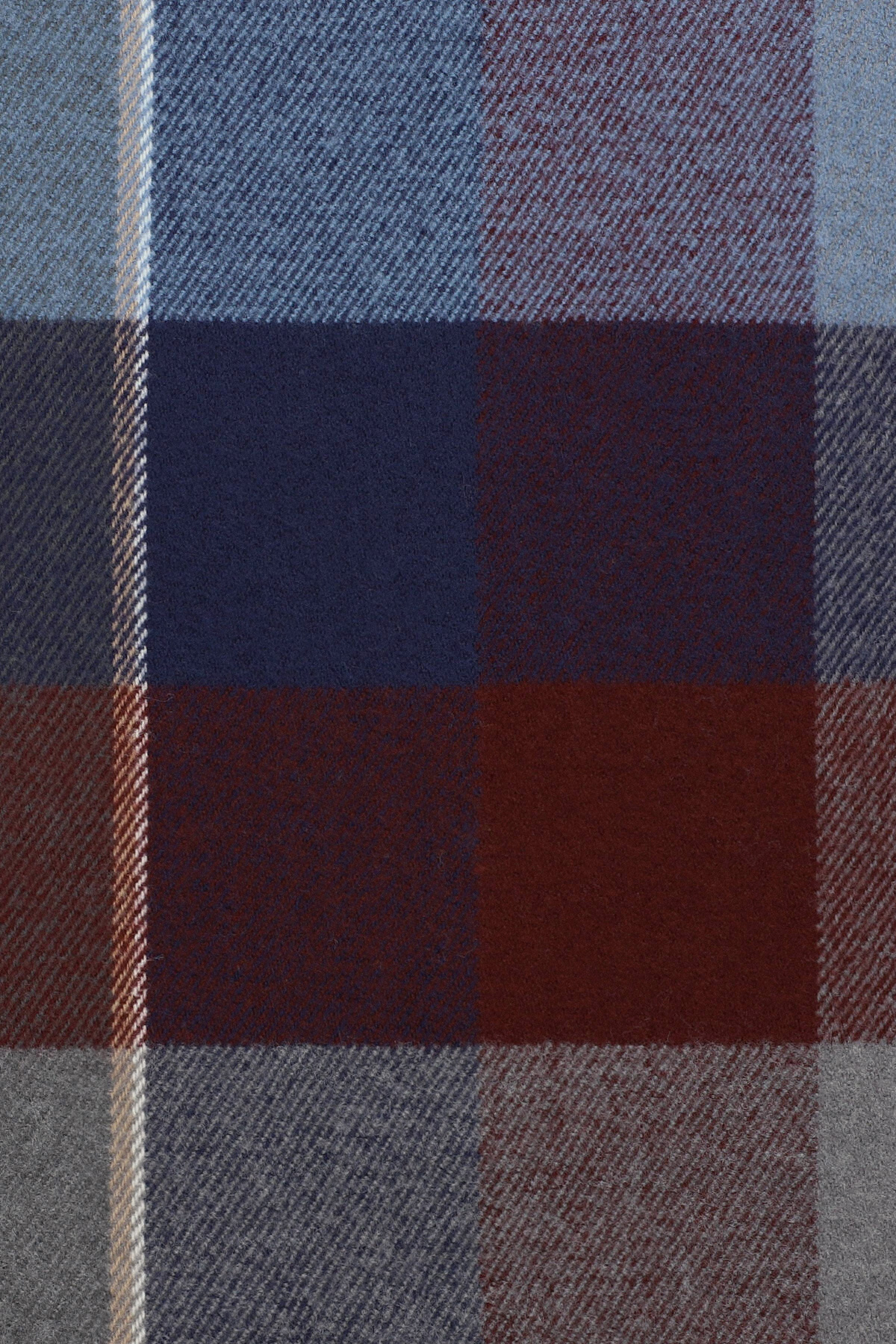 Szal w Szaro-Niebiesko-Bordową Kratę z Frędzlami PM17