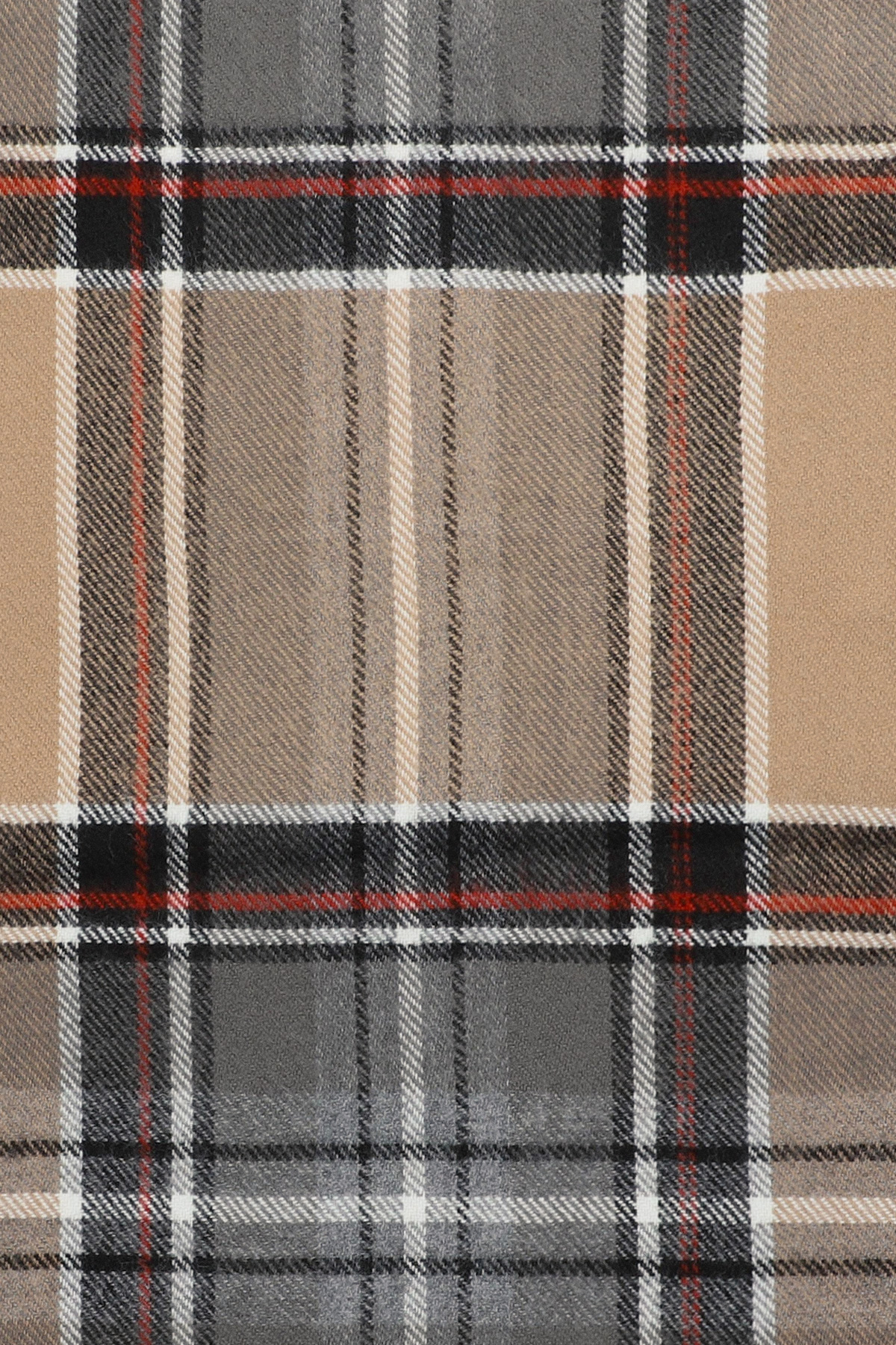 Szal w Beżowo-Brązową Kratę z Frędzlami PM18