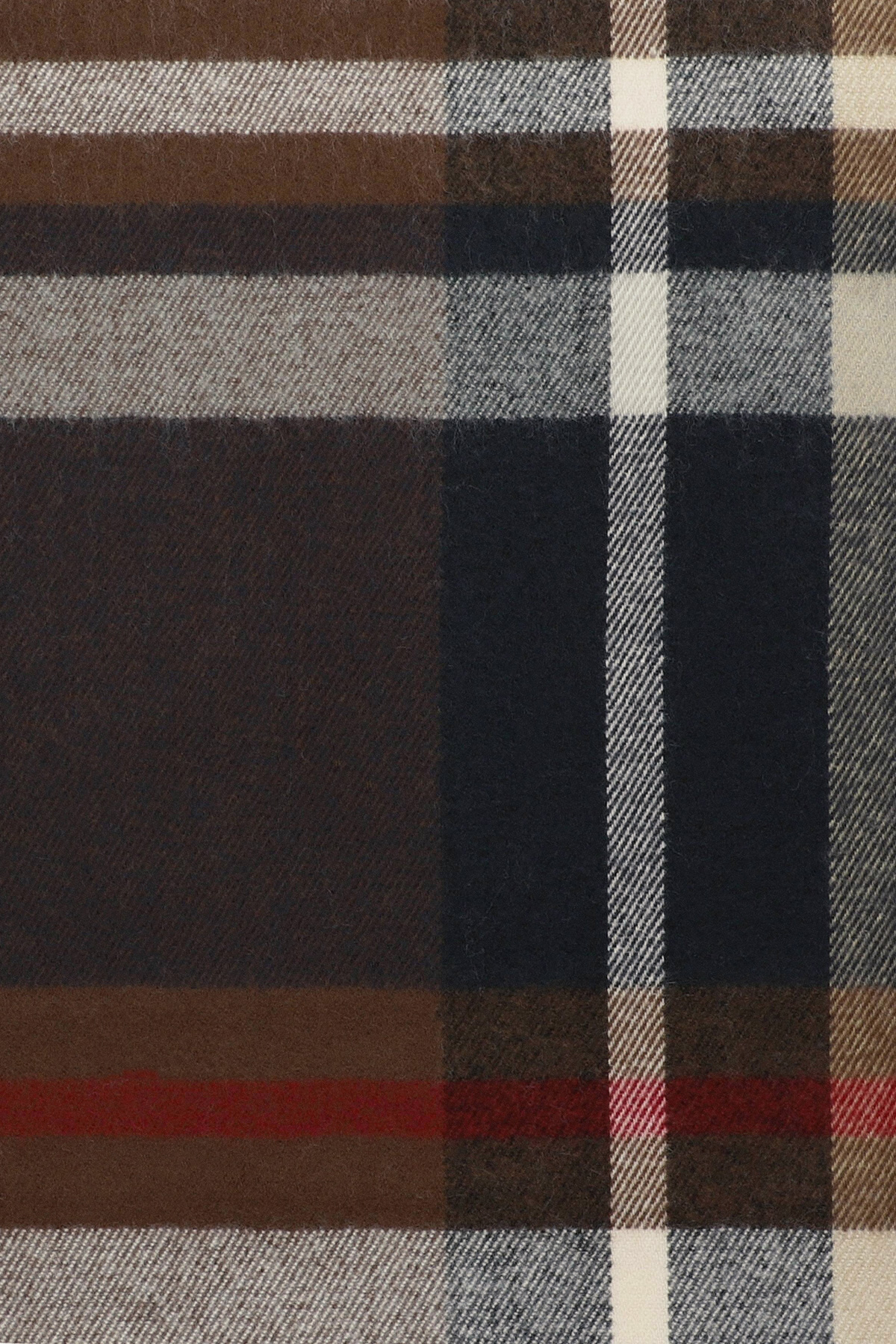 Szal w Brązowo-Antracytową Kratę z Frędzlami PM8