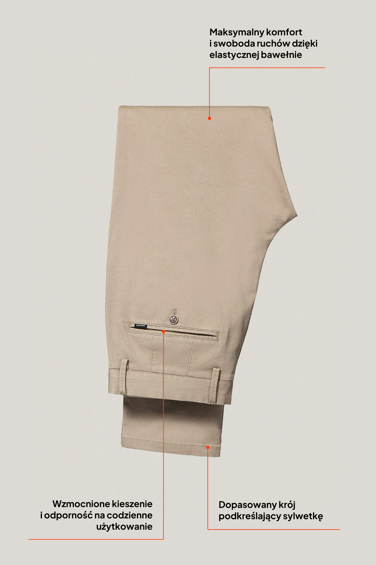 Spodnie Chino Slim Fit Jasnobeżowe z Bawełny PM2