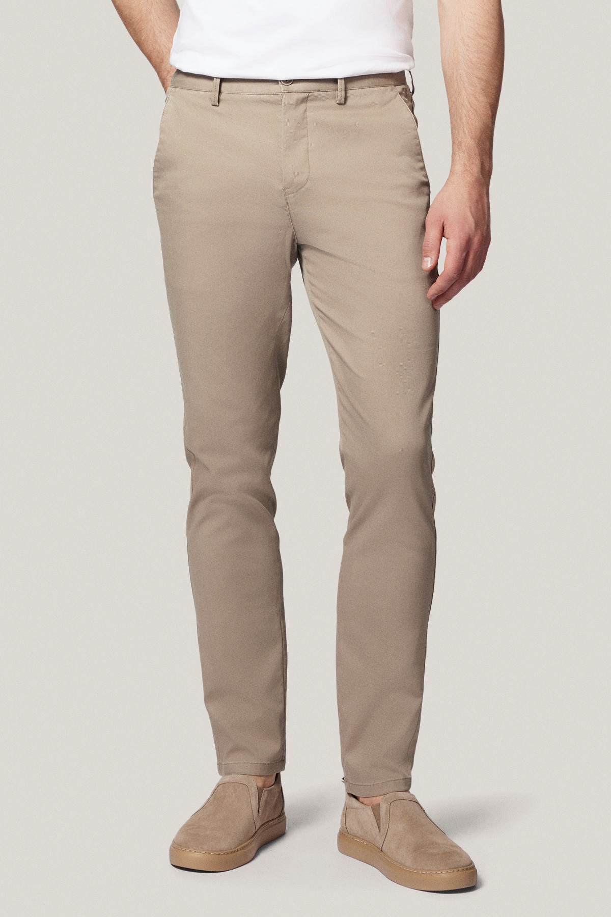 Spodnie Chino Slim Fit Jasnobeżowe z Bawełny PM2