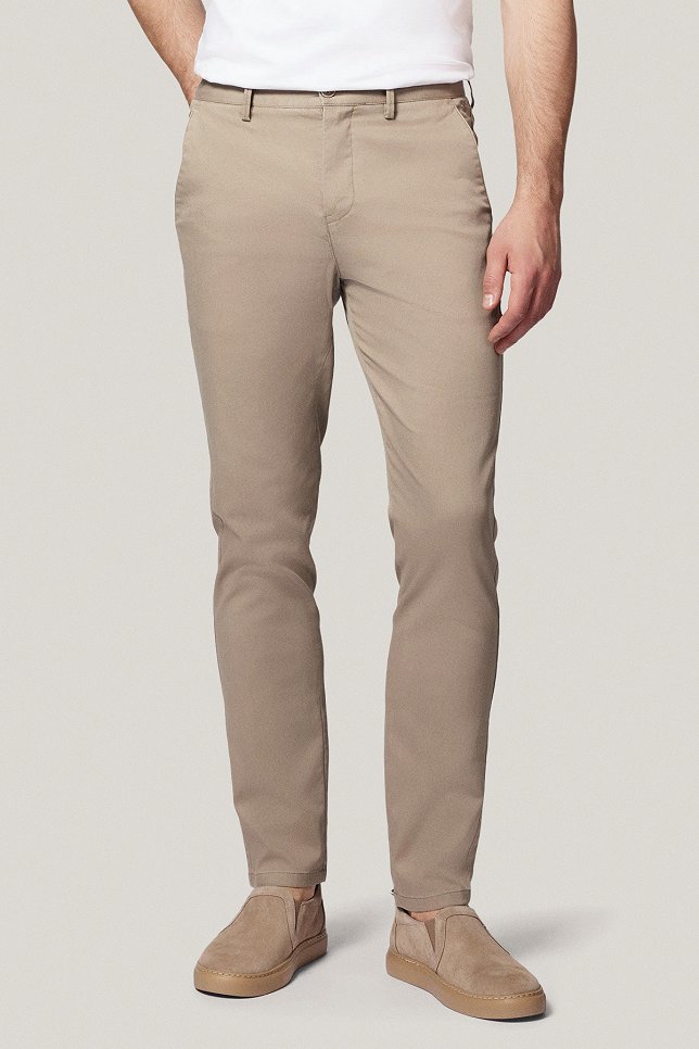 Spodnie Chino Slim Fit Jasnobeżowe z Bawełny PM2