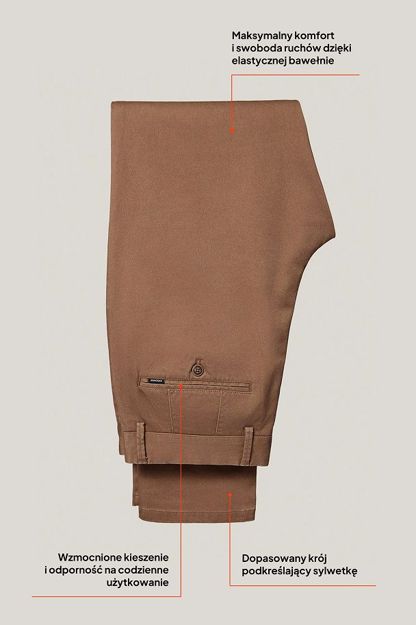 Spodnie Chino Slim Fit Beżowe z Bawełny PM2