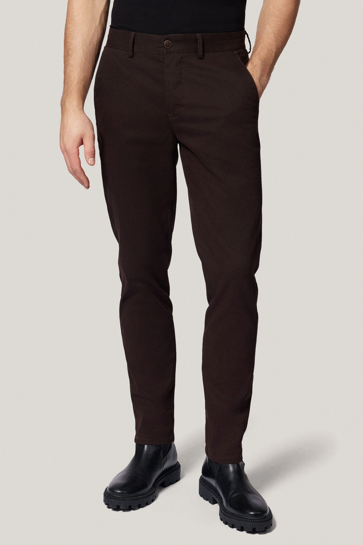 Spodnie Chino Slim Fit Brązowe z Bawełny PM2  