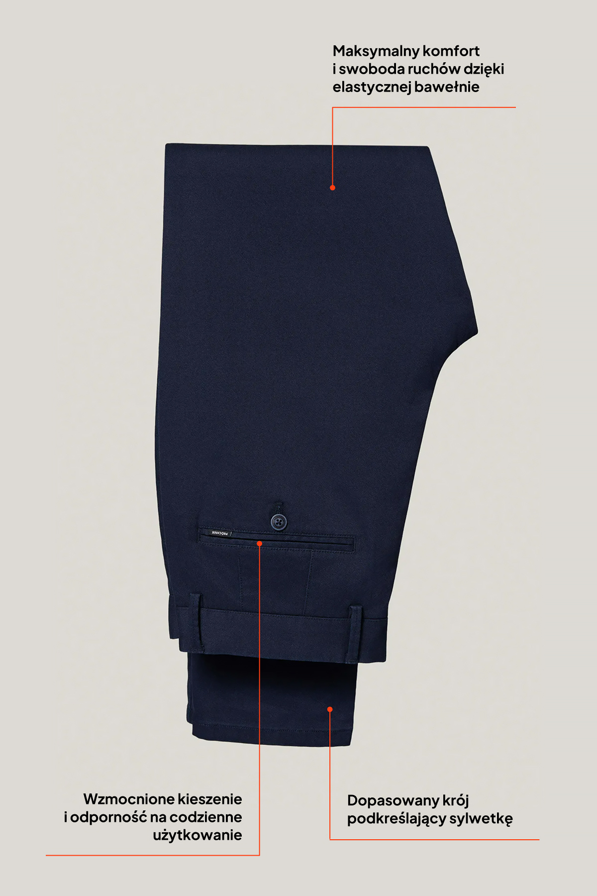 Spodnie Chino Slim Fit Granatowe z Bawełny PM2  