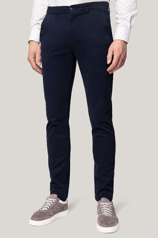 Spodnie Chino Slim Fit Granatowe z Bawełny PM1