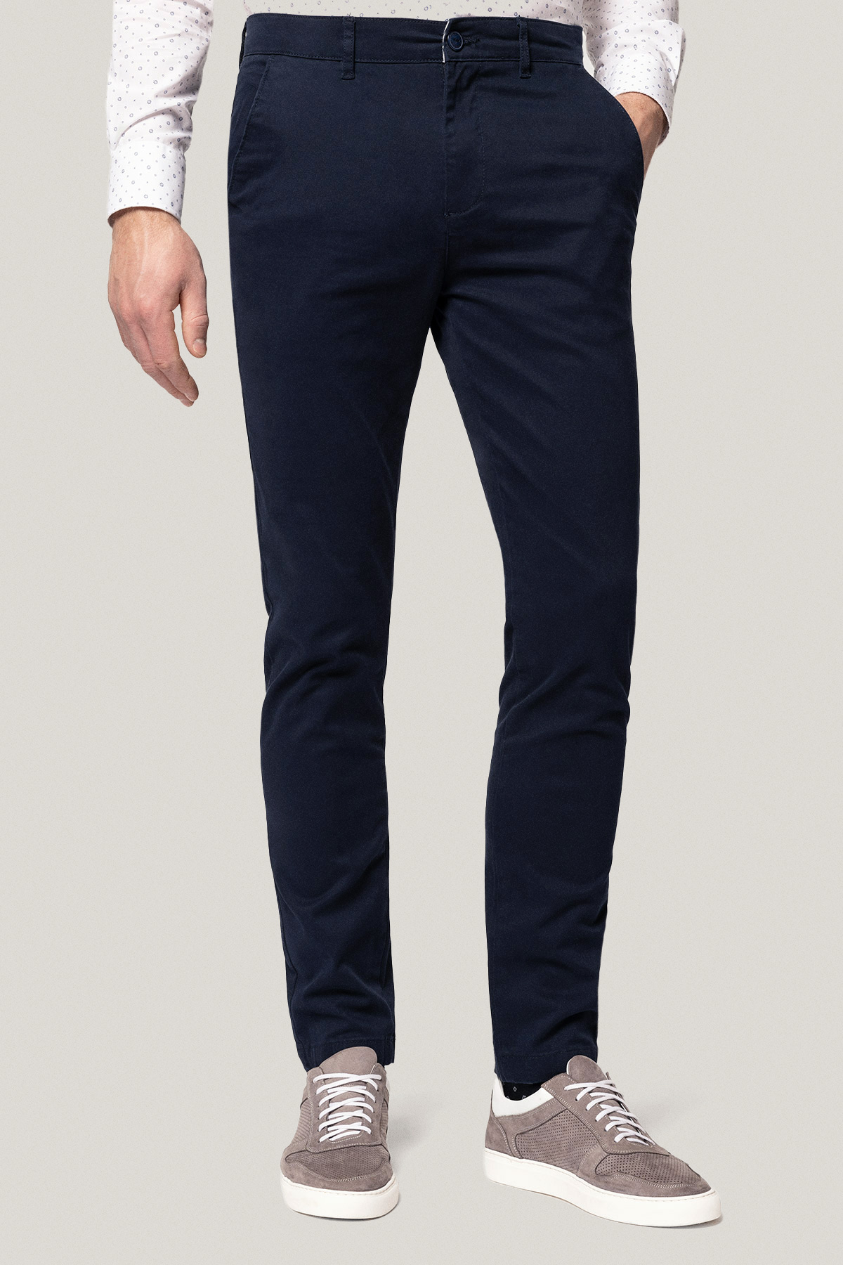 Spodnie Chino Slim Fit Granatowe z Bawełny PM1
