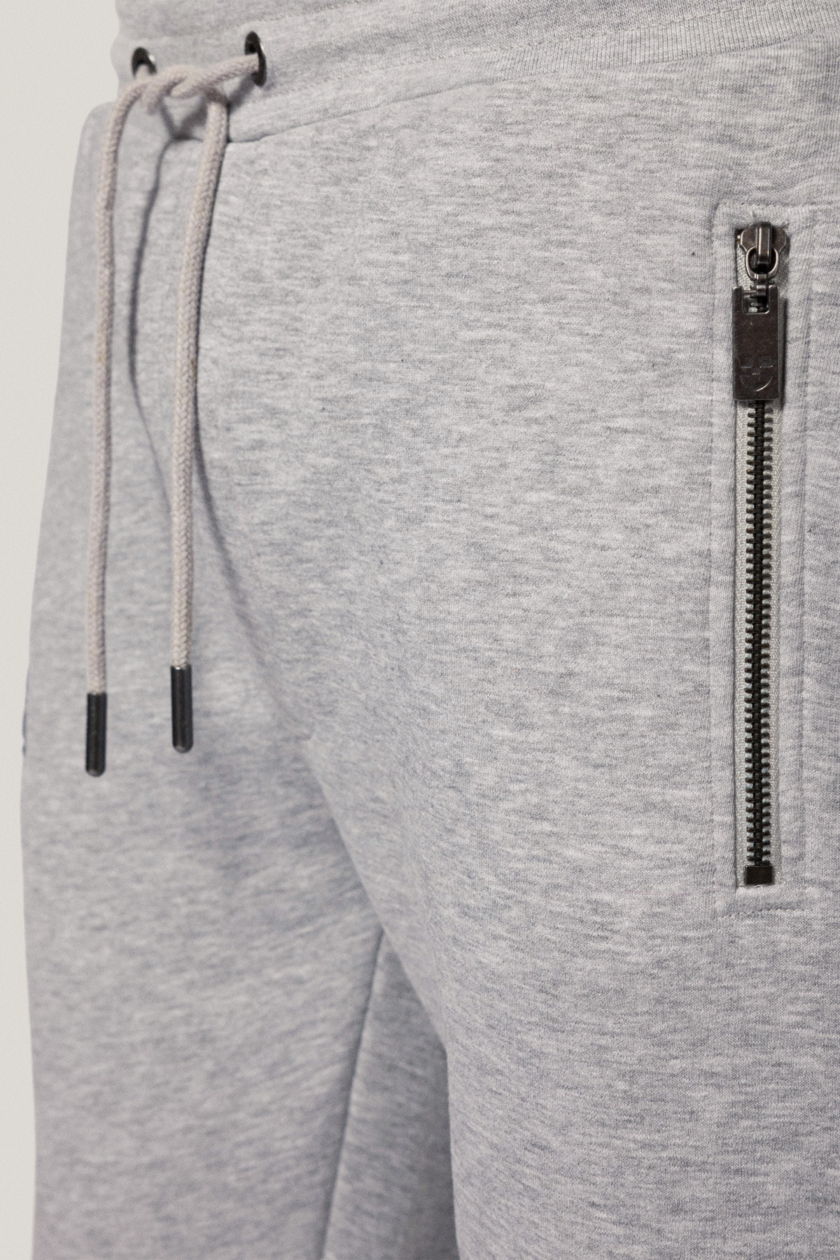 Spodnie Dresowe Szare z Naszywką Bawełniane PM1