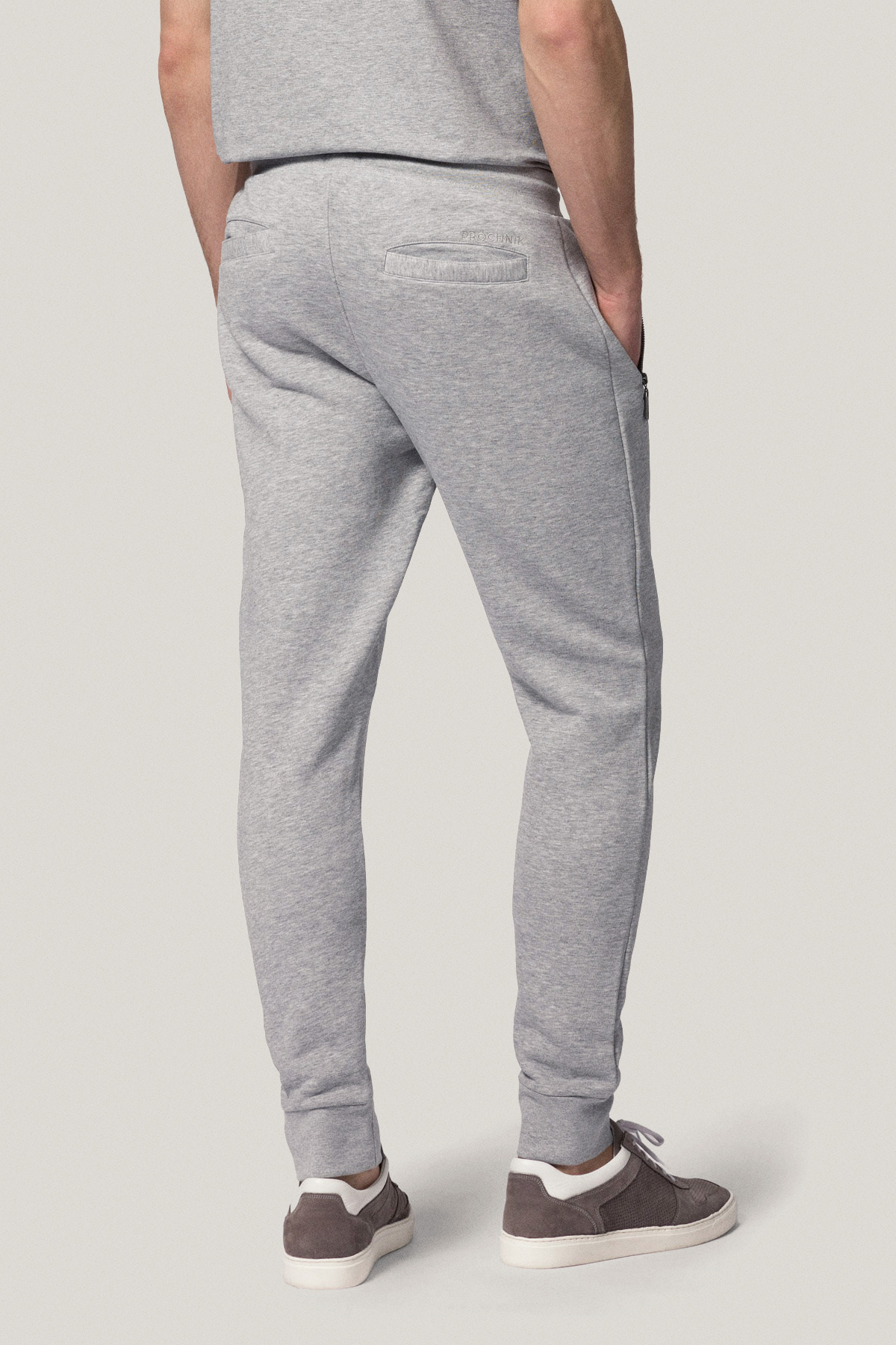 Spodnie Dresowe Szare z Naszywką Bawełniane PM1