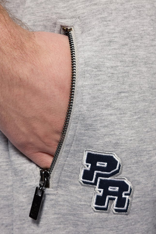 Spodnie Dresowe Szare z Naszywką Bawełniane PM1