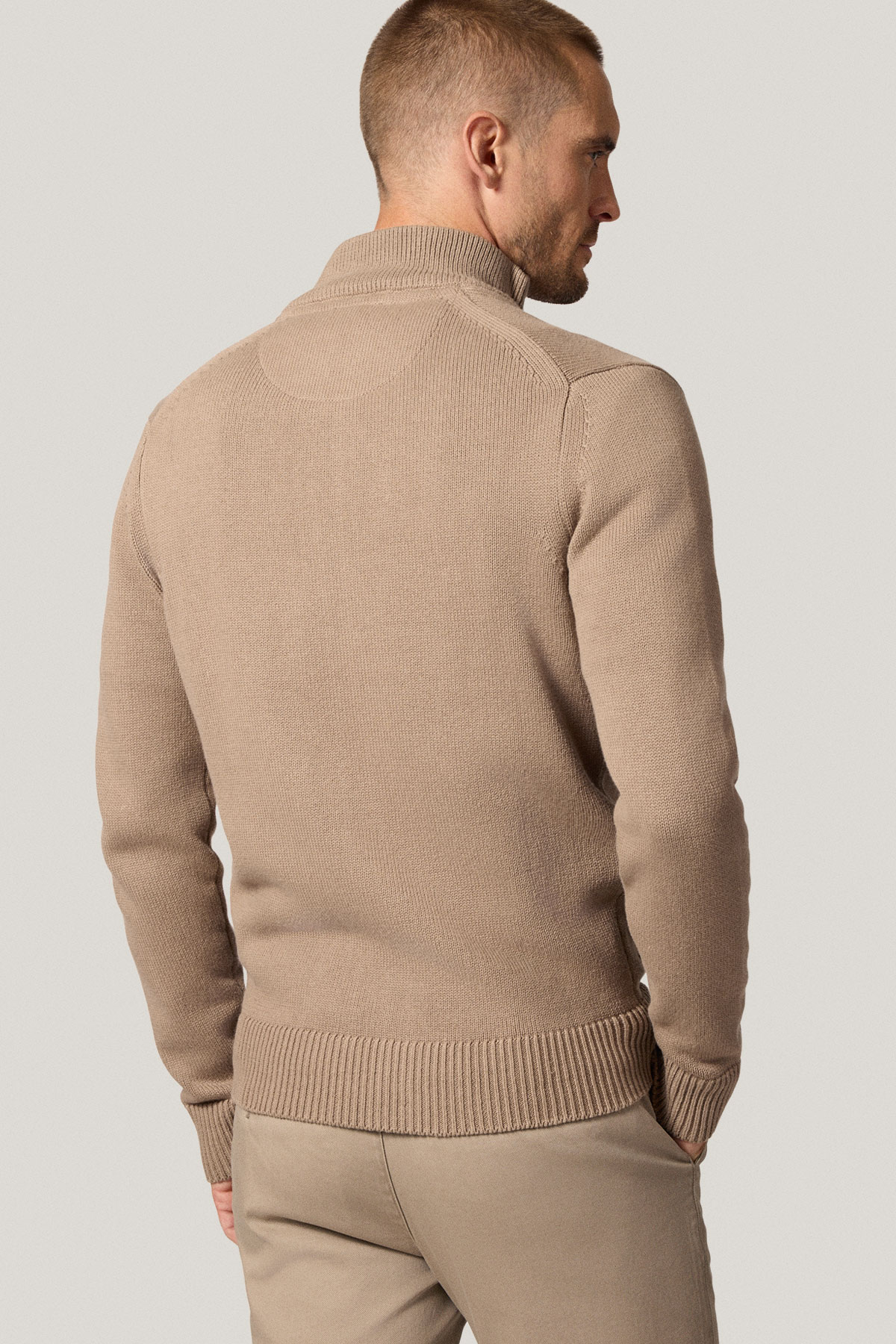Sweter Rozpinany Beżowy z Bawełny PM15