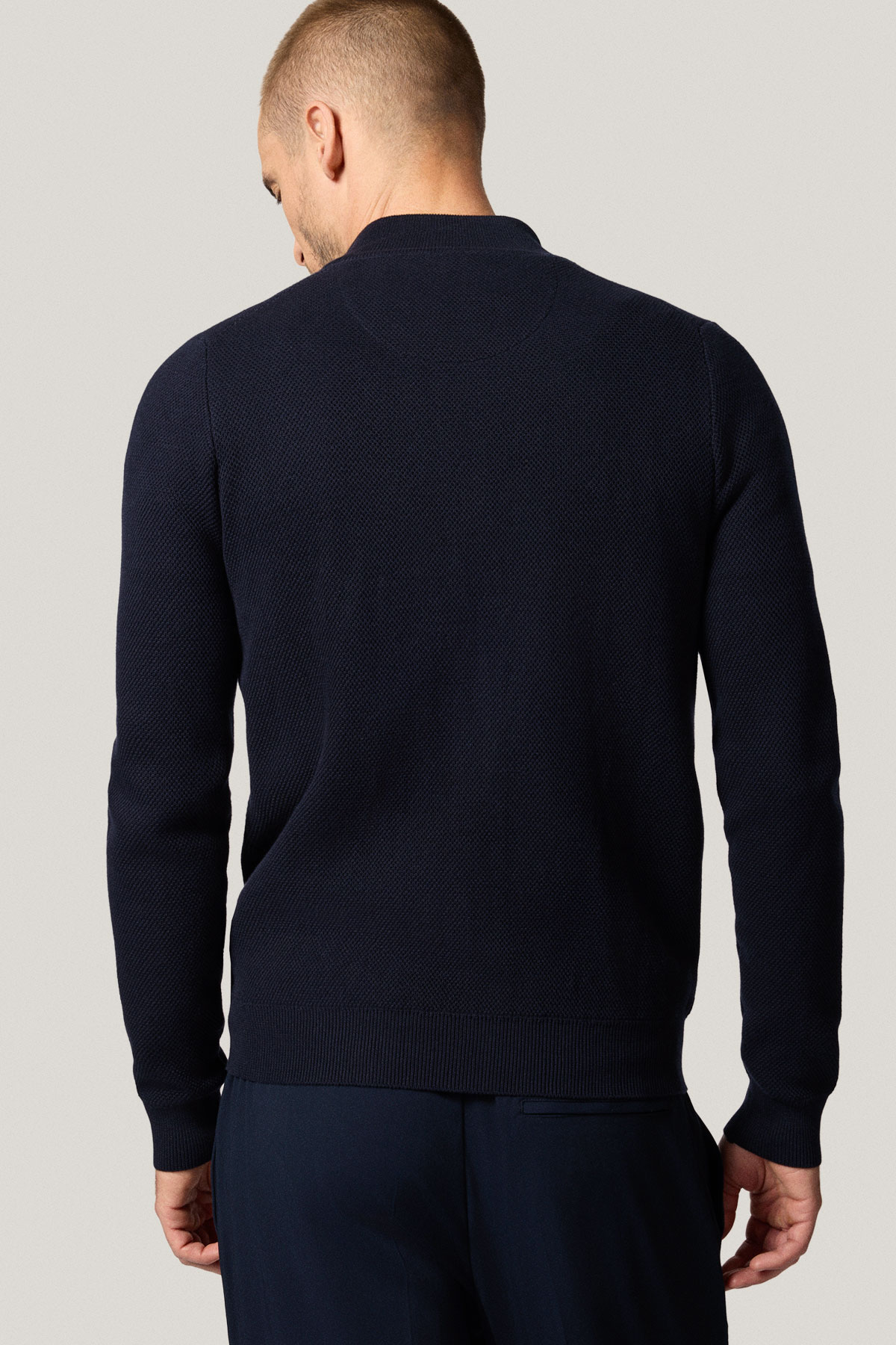 Sweter Rozpinany Ciemnogranatowy z Bawełny PM14