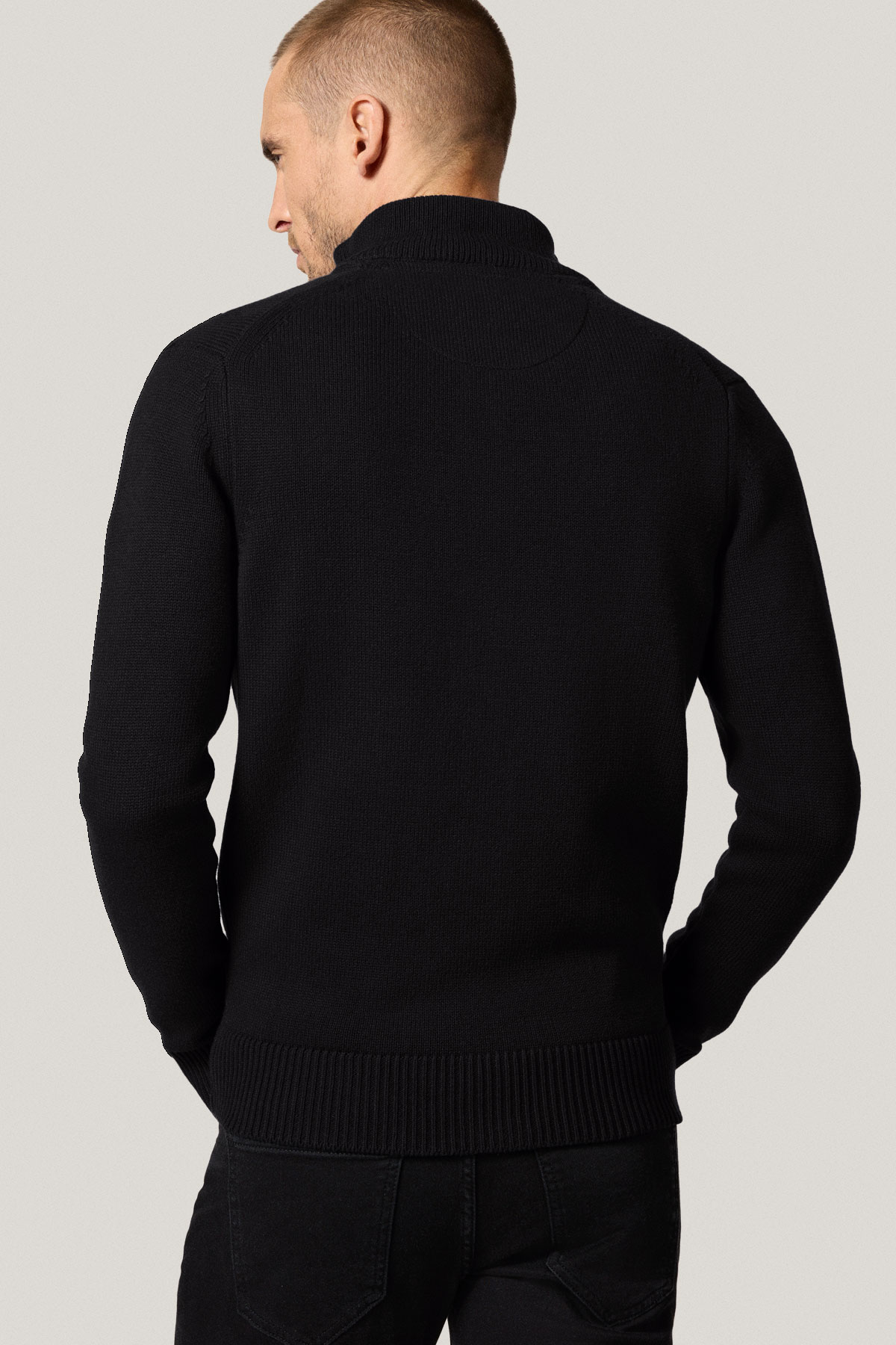 Sweter Rozpinany Czarny z Bawełny PM15