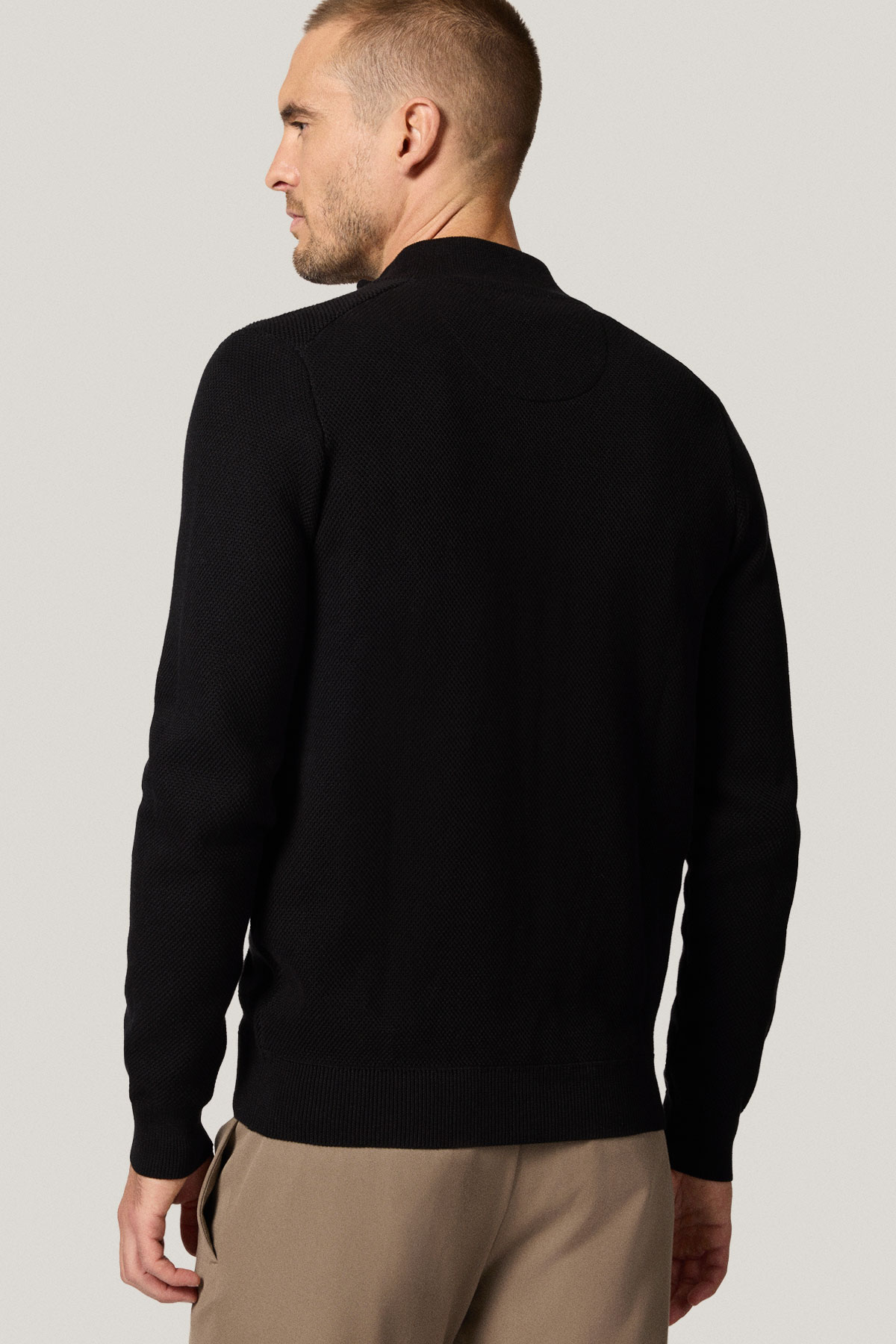 Sweter Rozpinany Czarny z Bawełny PM14