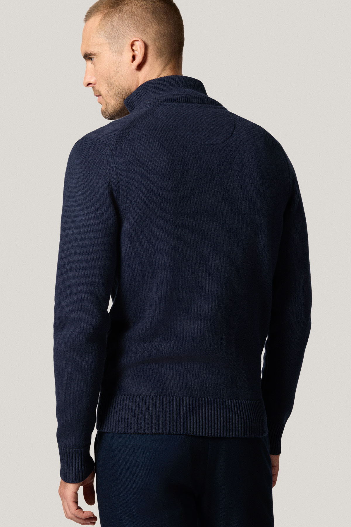 Sweter Rozpinany Granatowy z Bawełny PM15