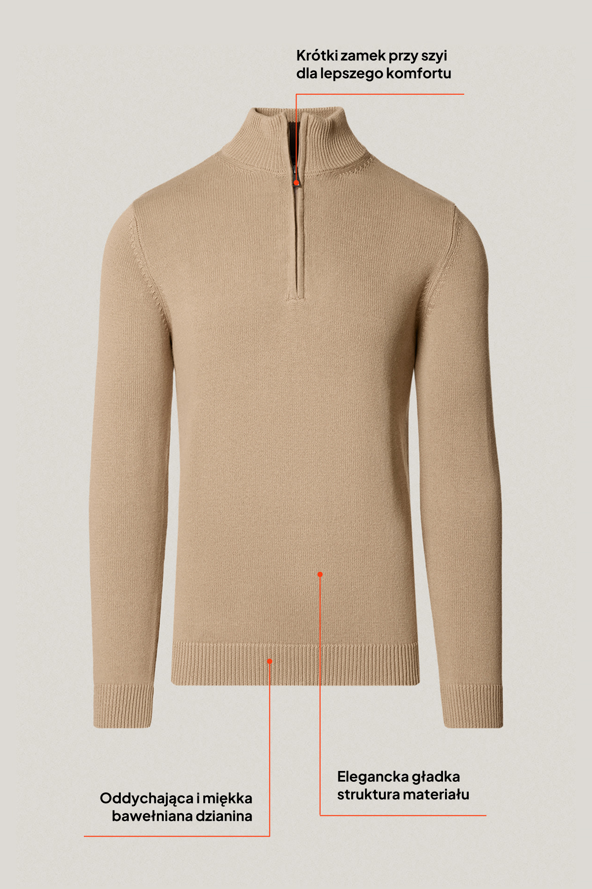 Sweter Rozpinany Beżowy z Bawełny PM13