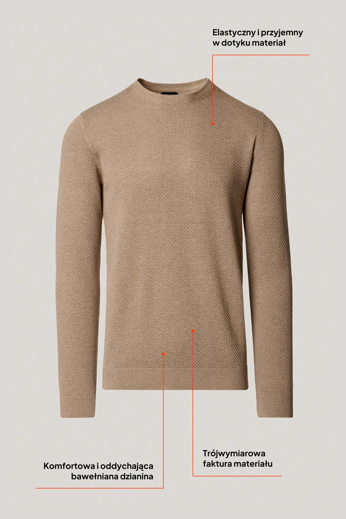 Sweter Beżowy Bawełniany O-neck PM17