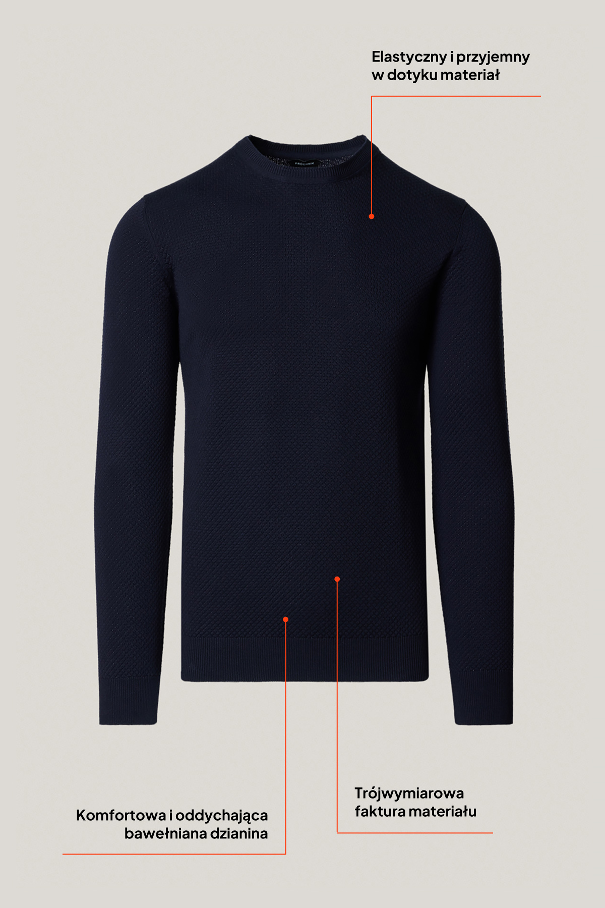 Sweter Granatowy Bawełniany O-neck PM17