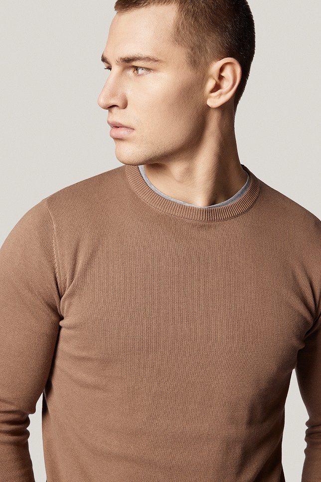 Sweter Beżowy Bawełniany O-neck PM5