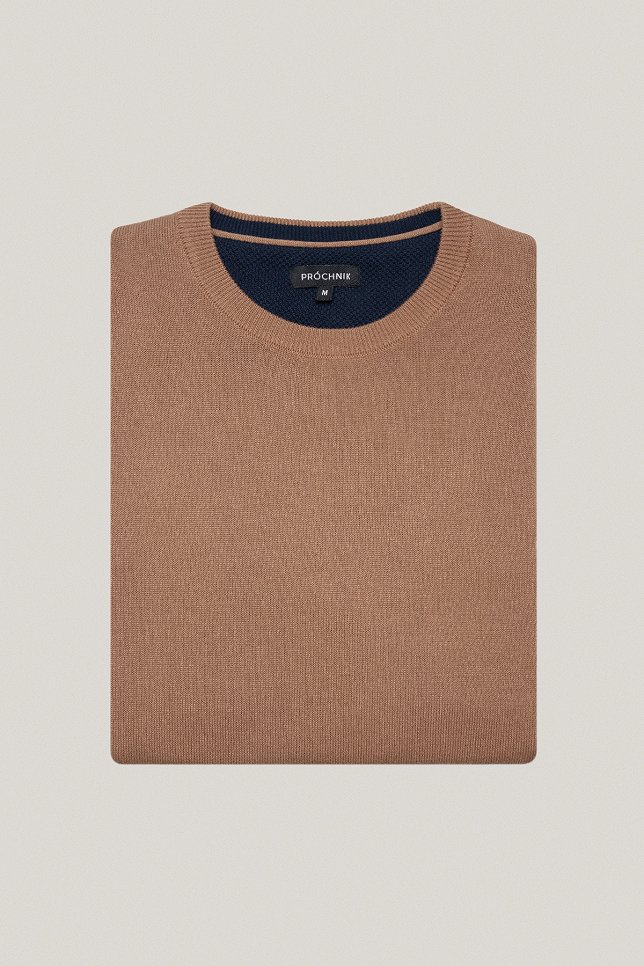 Sweter Beżowy Bawełniany O-neck PM5