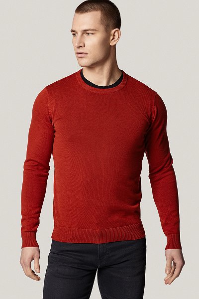 Sweter Ceglasty Bawełniany O-neck PM5