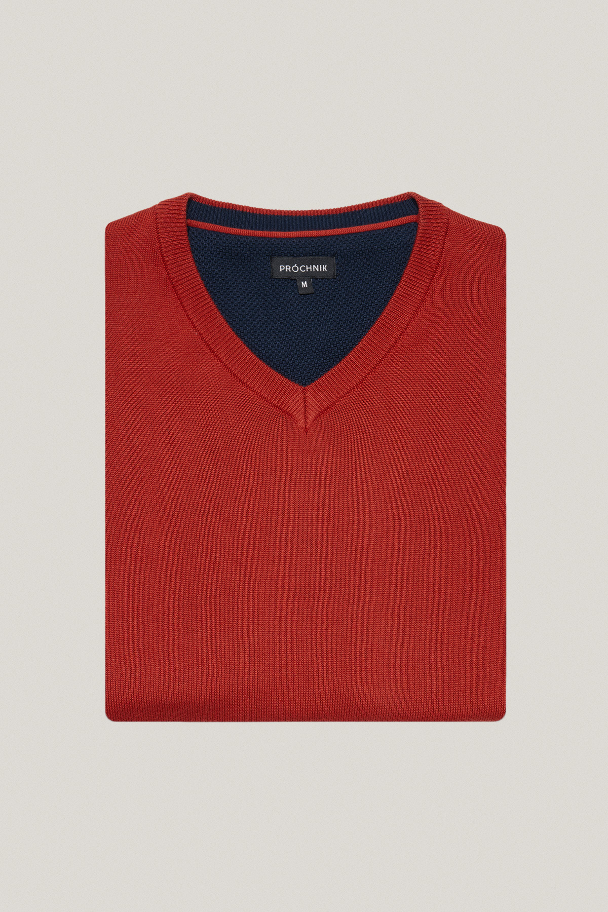 Sweter Ceglasty Bawełniany V-neck PM6