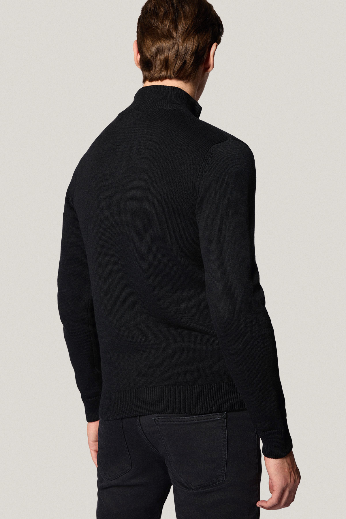 Sweter Rozpinany pod Szyją Czarny z Bawełny PM10