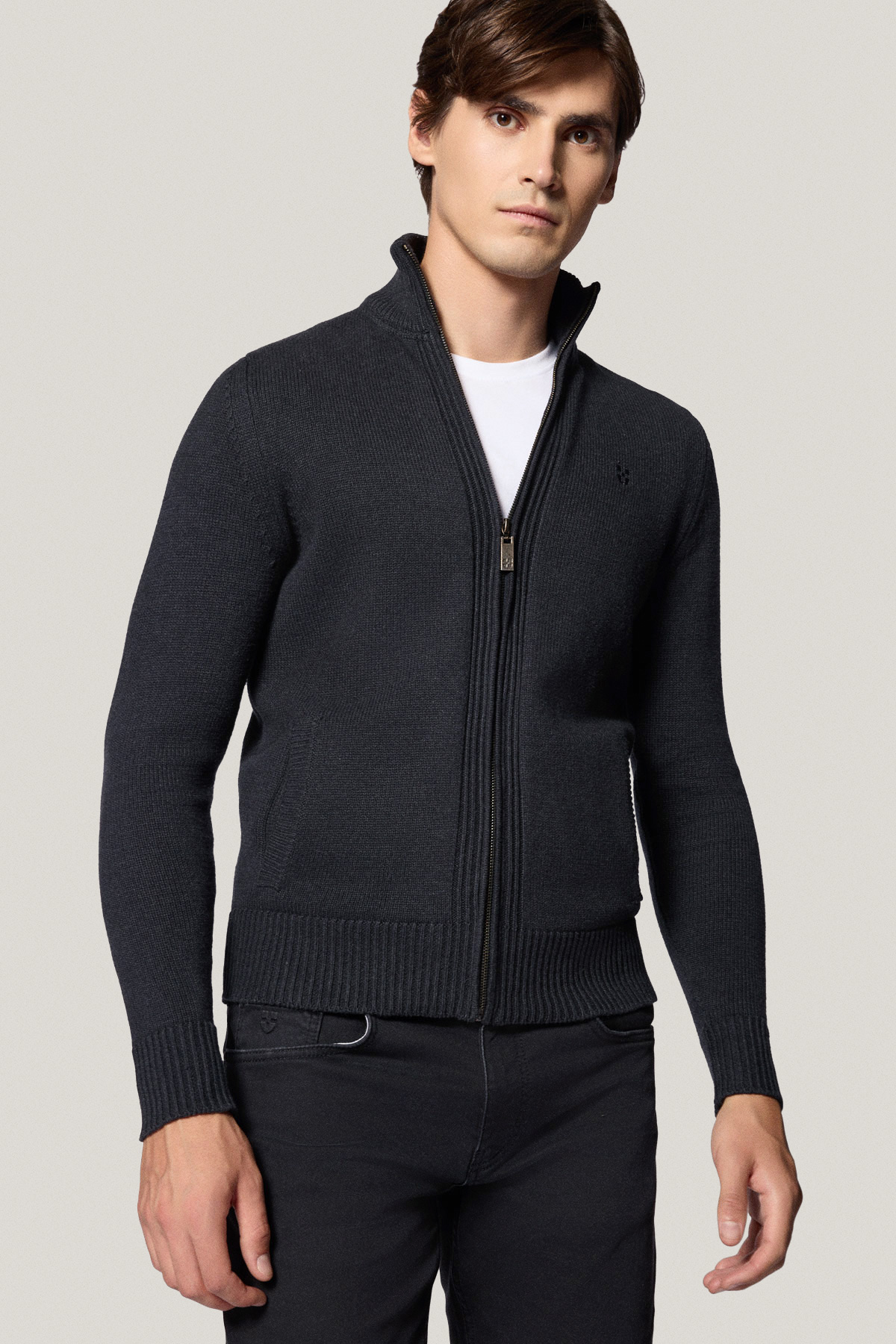 Sweter Rozpinany Grafitowy z Bawełny PM1