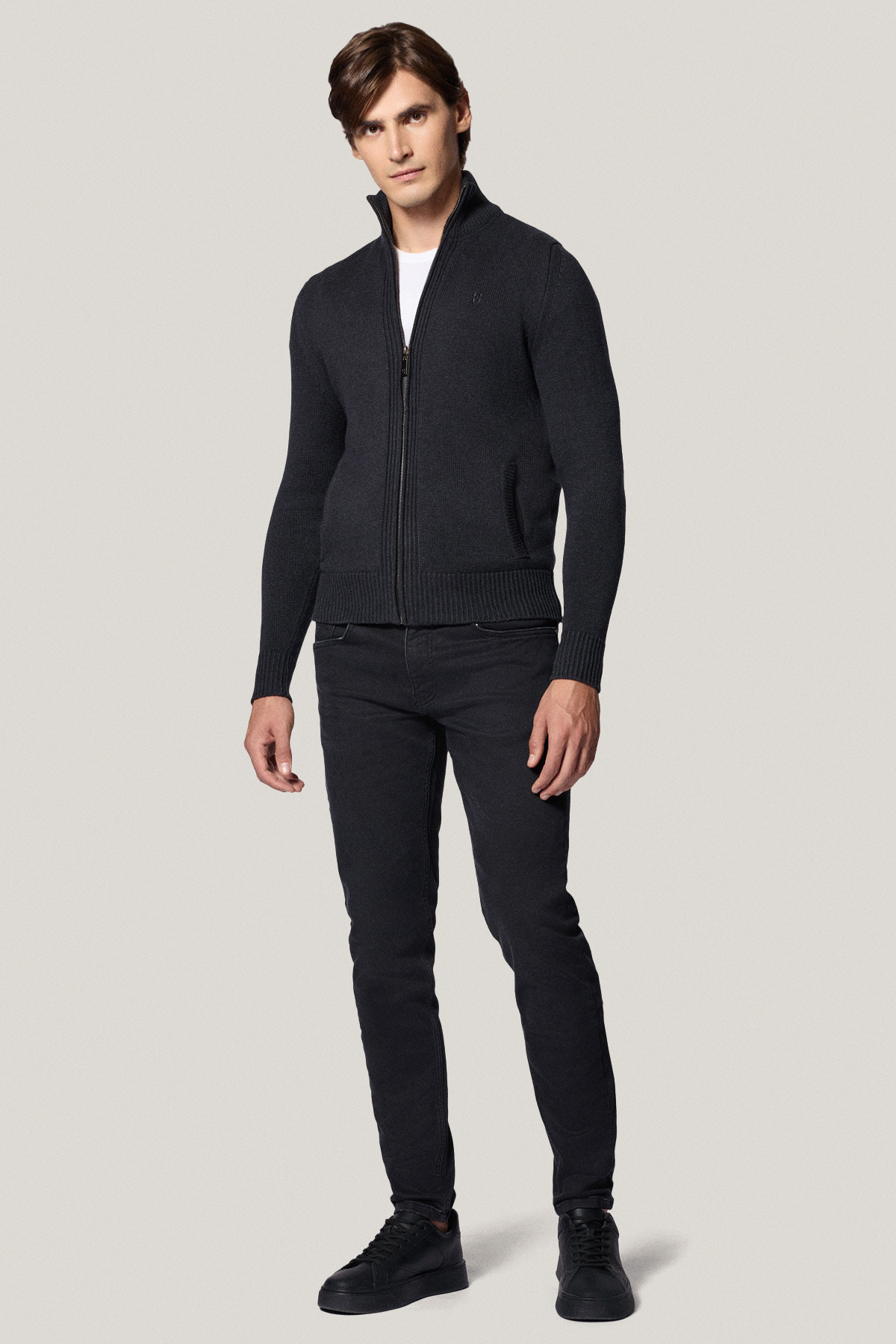 Sweter Rozpinany Grafitowy z Bawełny PM1