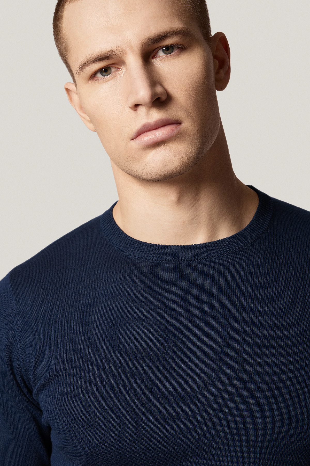 Sweter Granatowy Bawełniany O-neck PM5