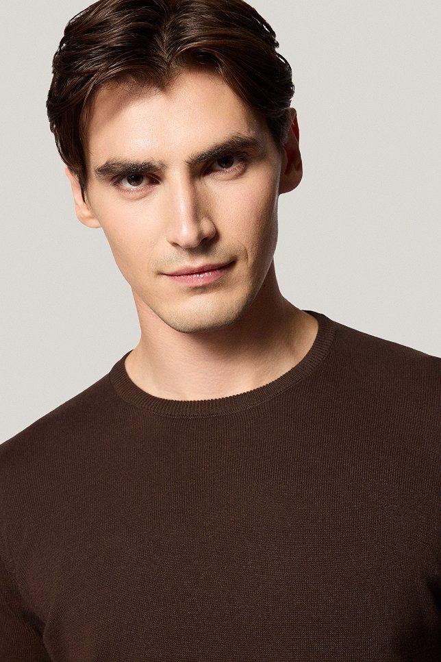 Sweter Brązowy Bawełniany O-neck PM8