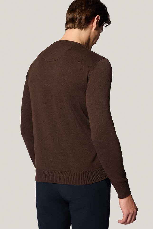 Sweter Brązowy Bawełniany O-neck PM8