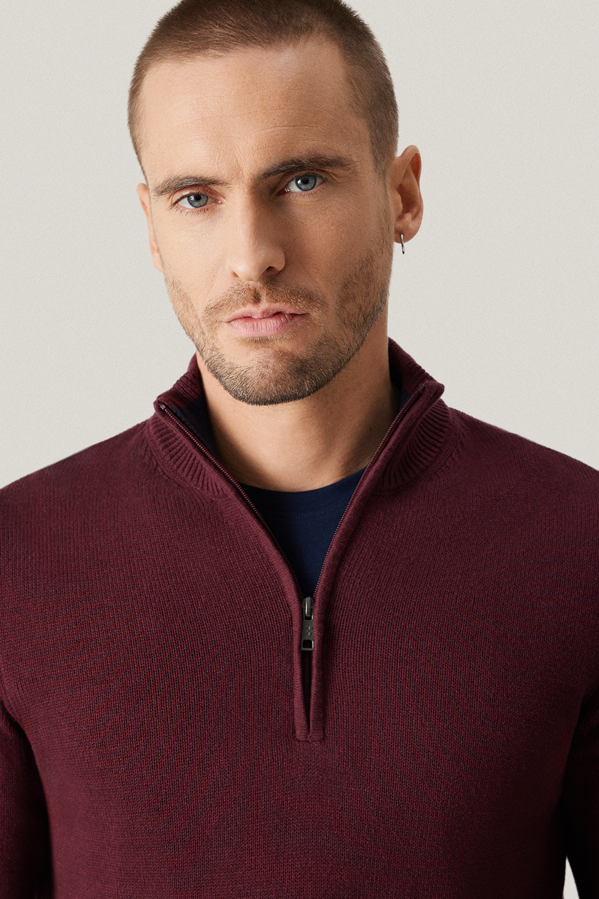 Sweter Rozpinany Bordowy z Bawełny PM13