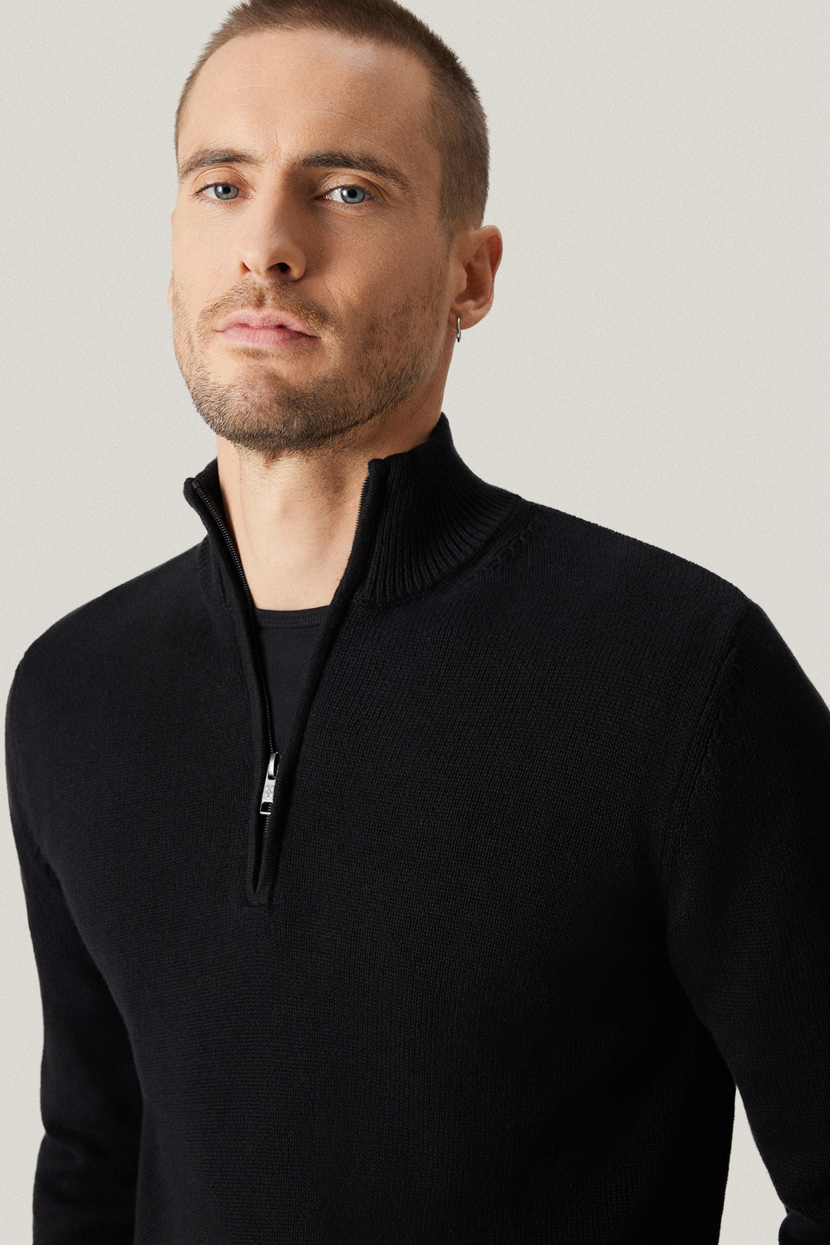 Sweter Rozpinany Czarny z Bawełny PM13