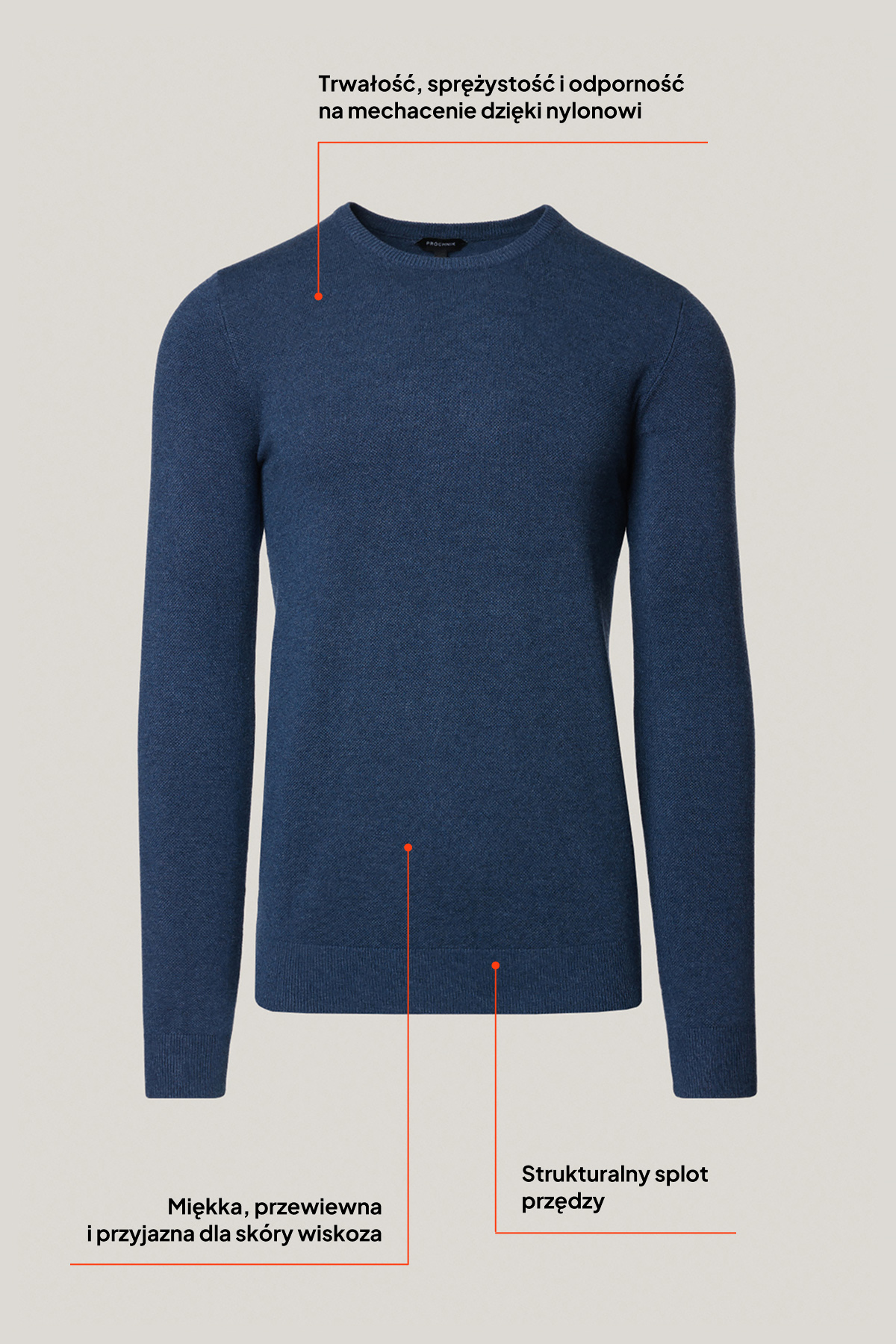 Sweter Granatowy z Wiskozą O-neck PM16