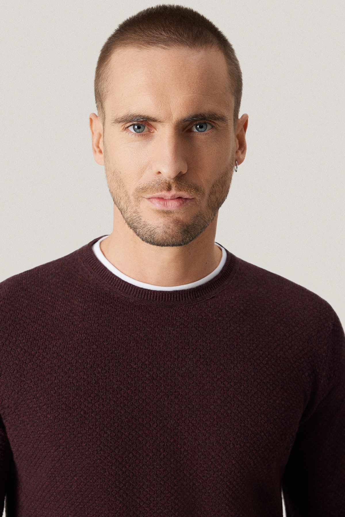 Sweter Bordowy Bawełniany O-neck PM17