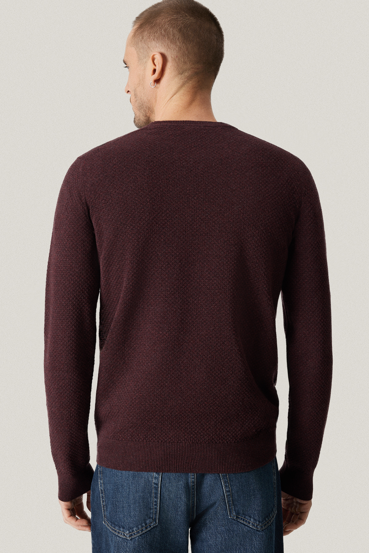 Sweter Bordowy Bawełniany O-neck PM17