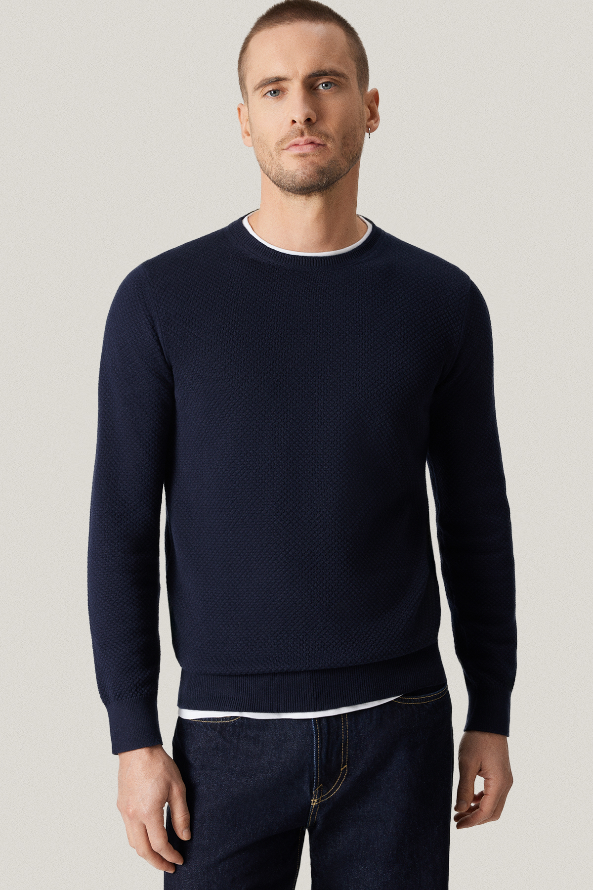 Sweter Granatowy Bawełniany O-neck PM17