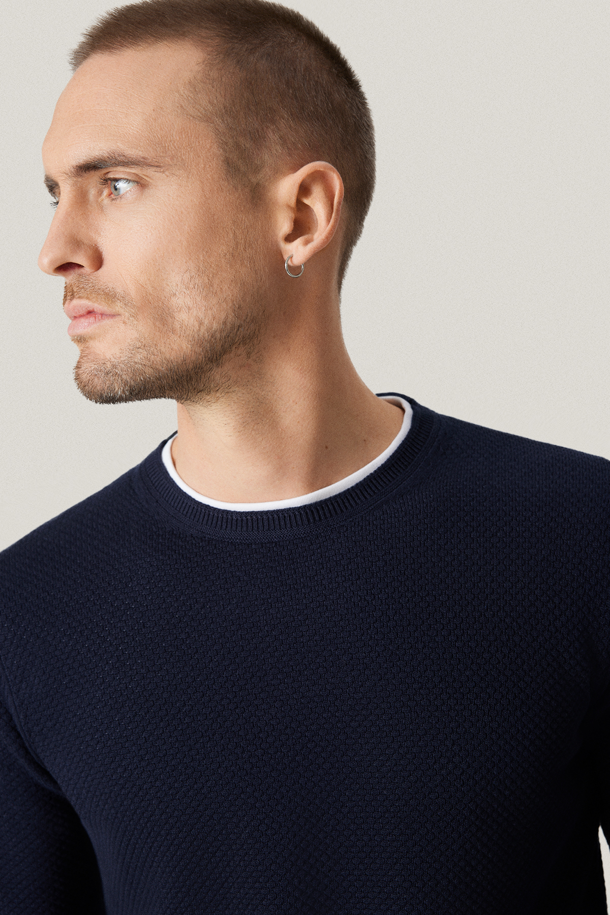 Sweter Granatowy Bawełniany O-neck PM17