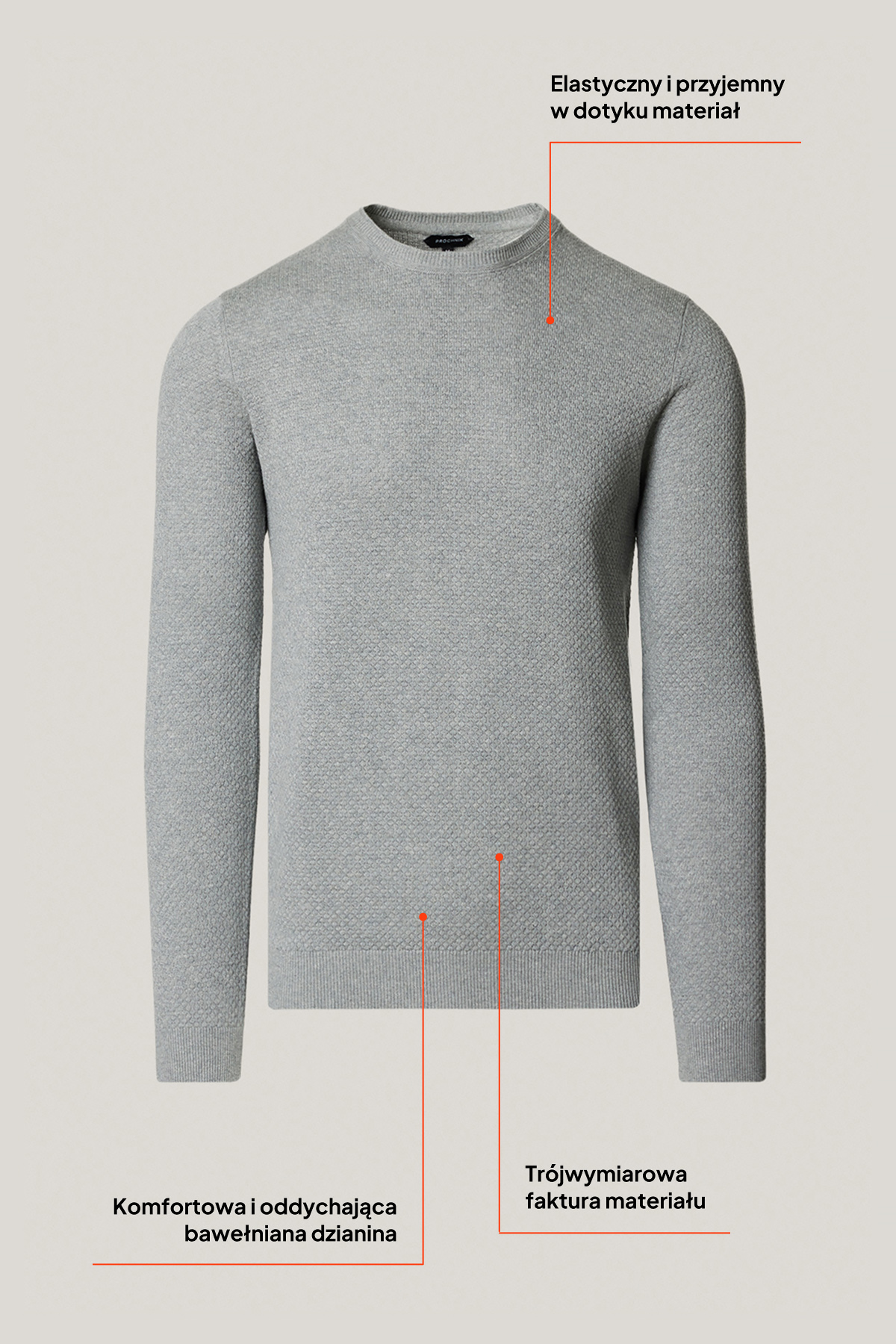 Sweter Szary Bawełniany O-neck PM17
