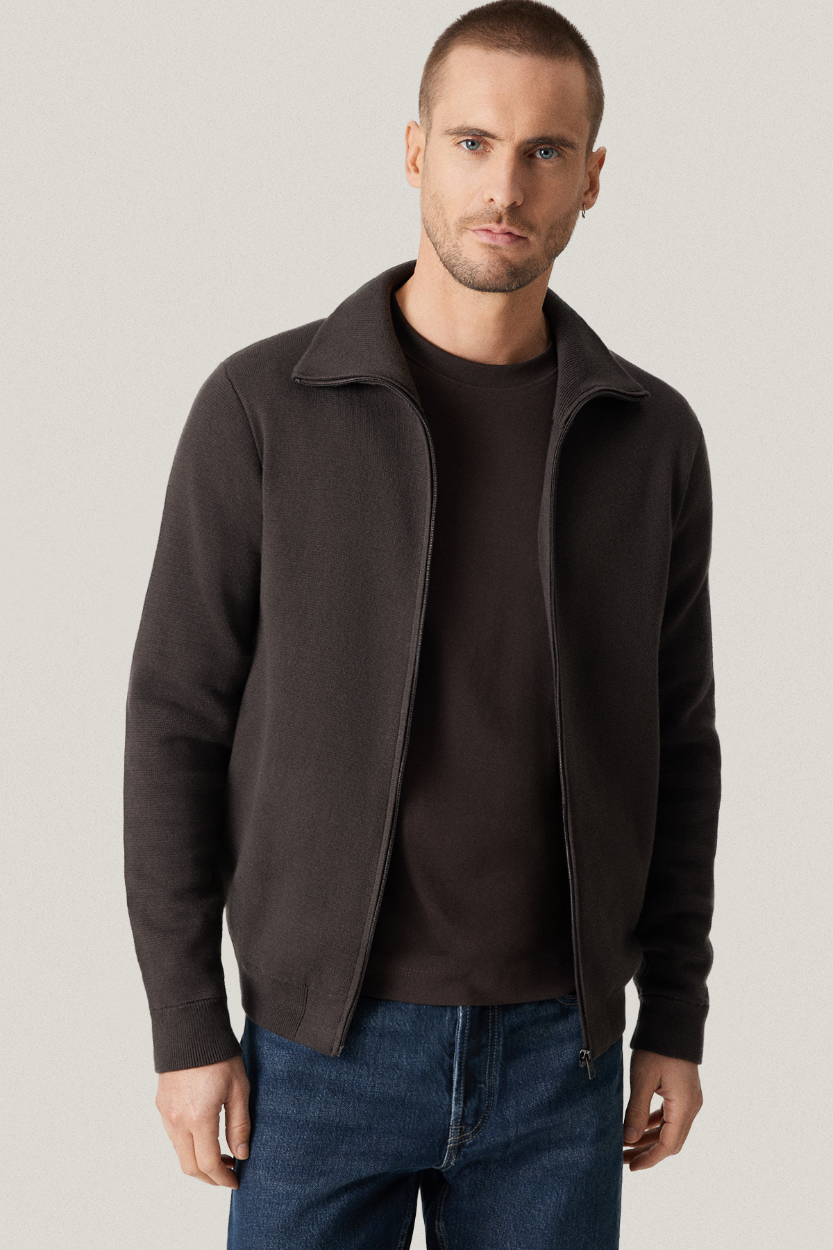 Sweter Brązowy Bawełniany Rozpinany PM18