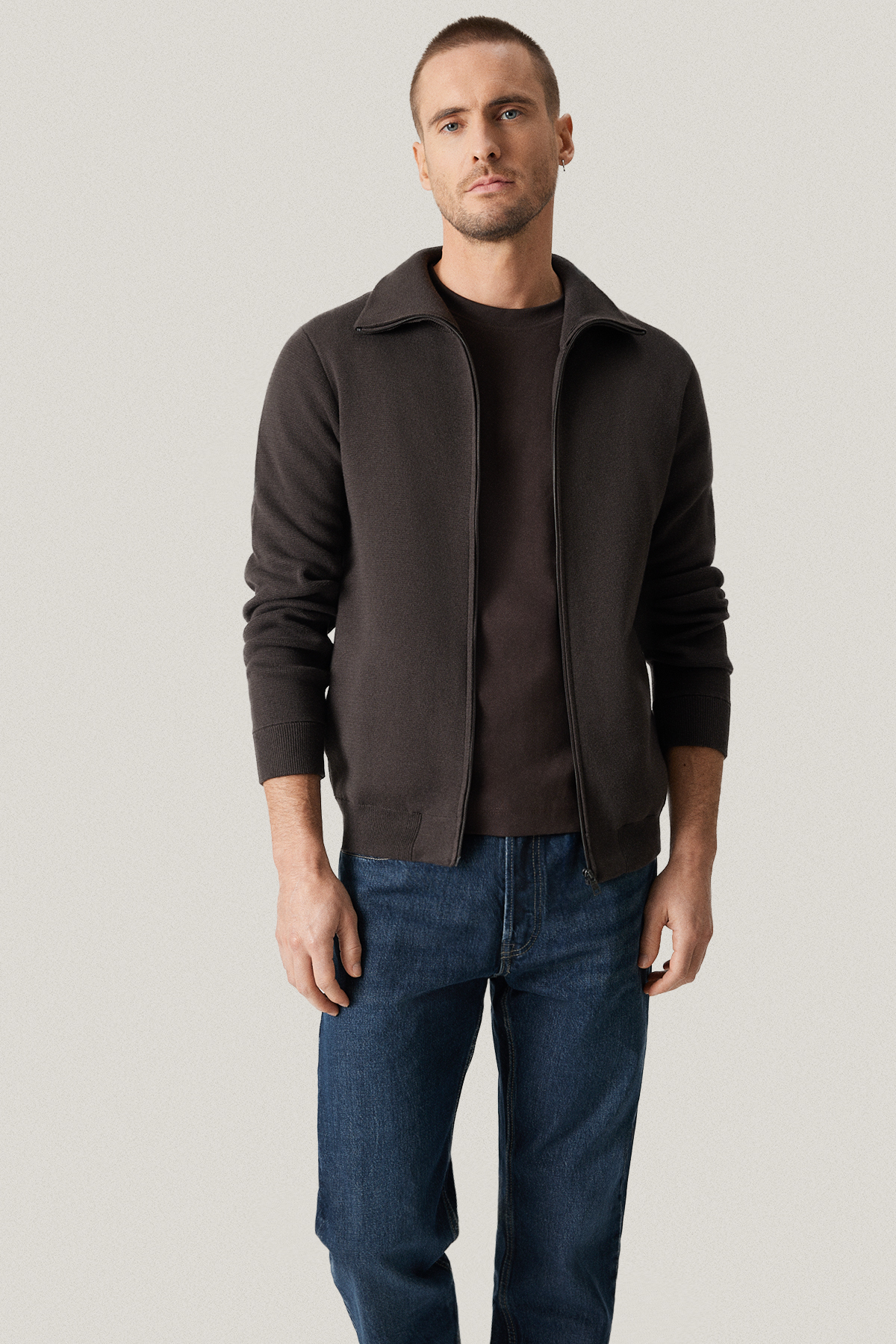 Sweter Brązowy Bawełniany Rozpinany PM18