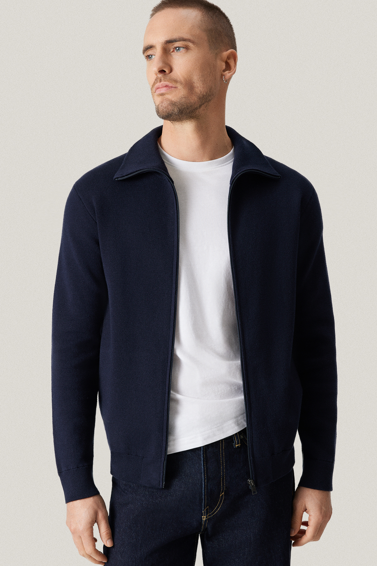 Sweter Granatowy Bawełniany Rozpinany PM18