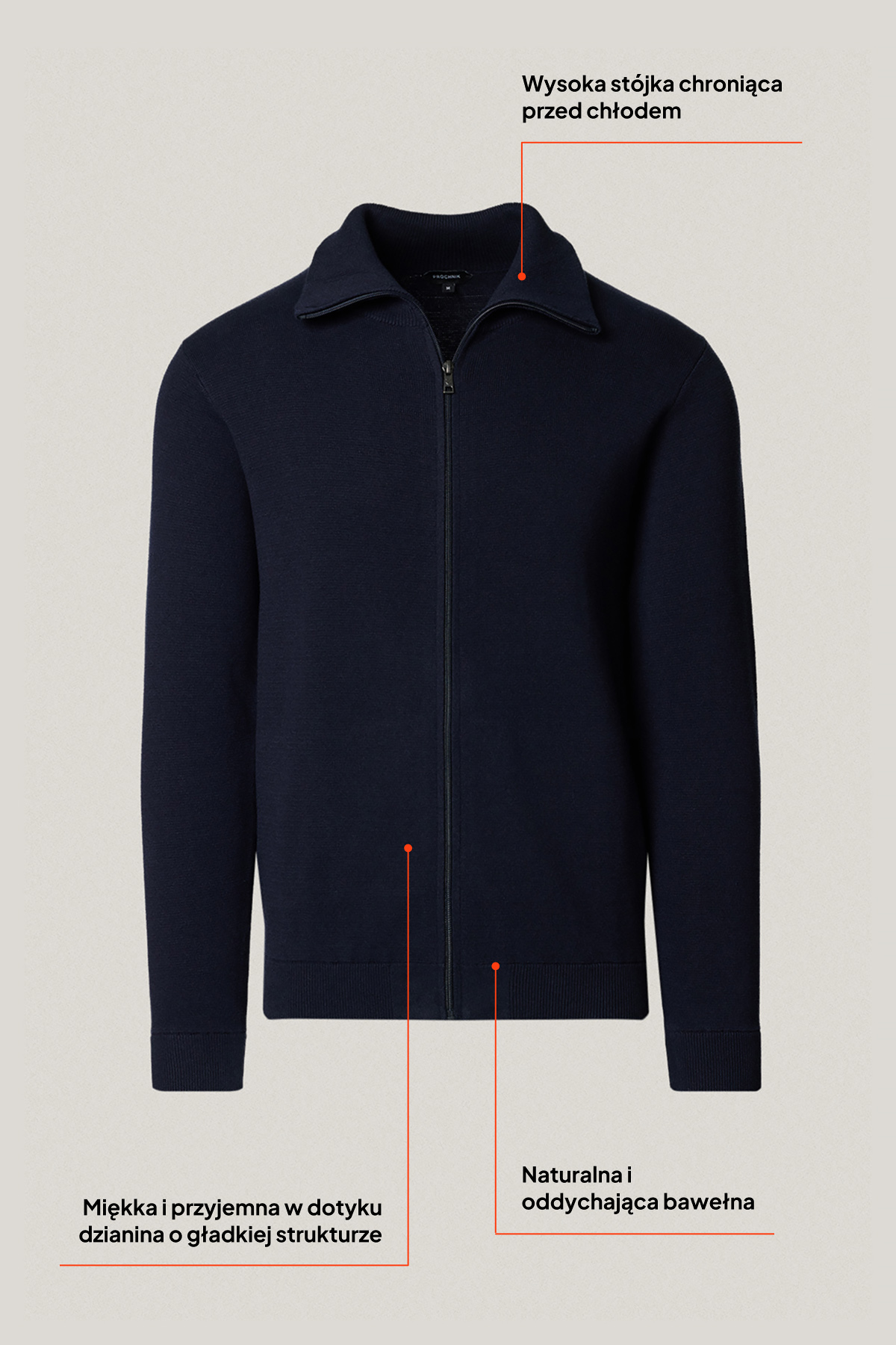 Sweter Granatowy Bawełniany Rozpinany PM18