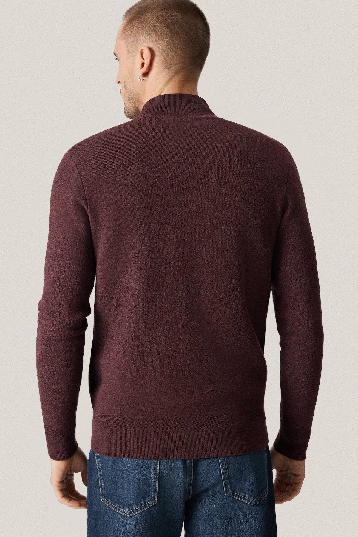 Sweter Bordowy z Wiskozą Rozpinany PM19