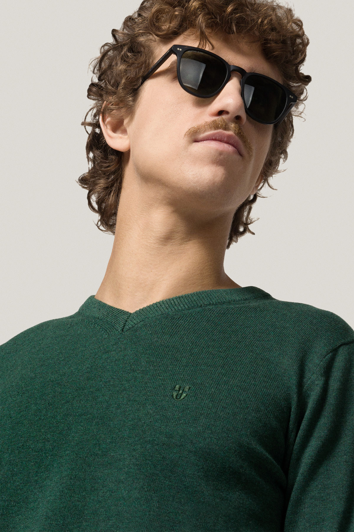 Sweter Zielony Bawełniany V-neck PM2