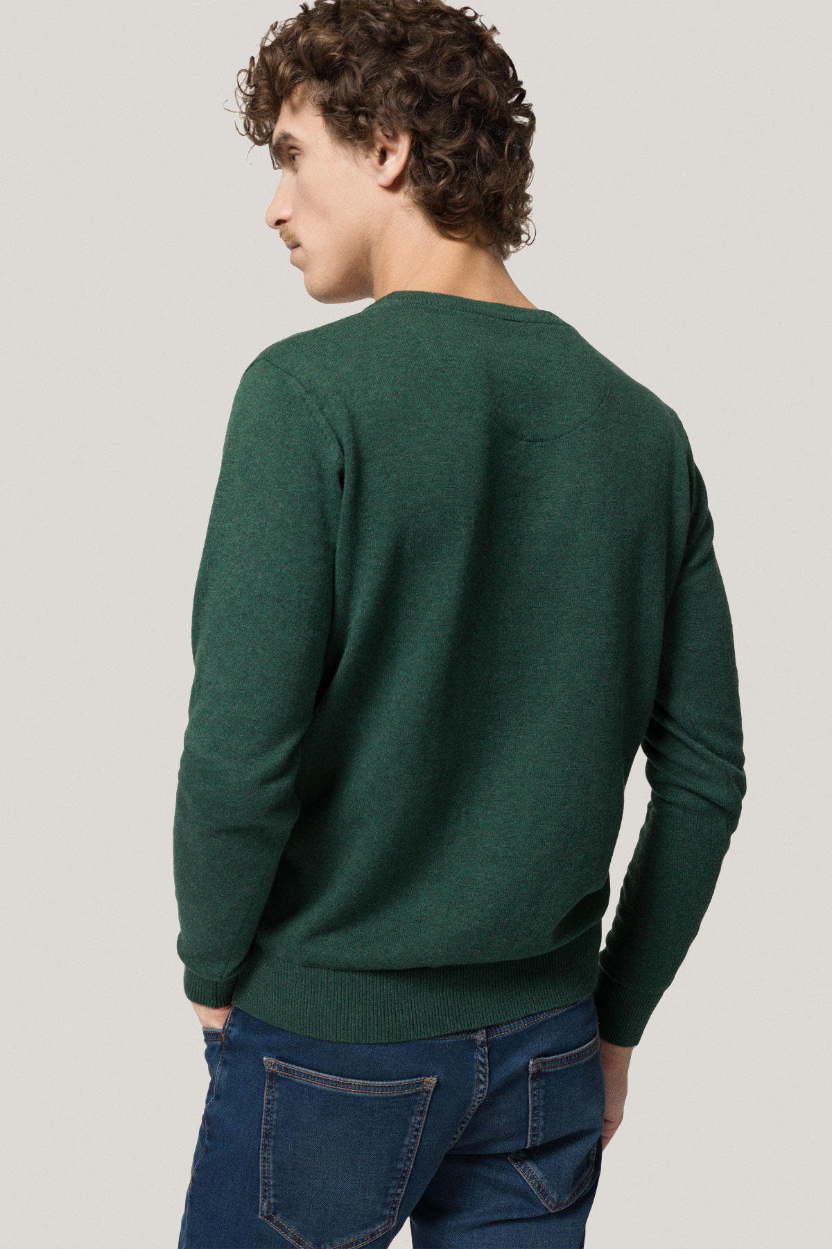 Sweter Zielony Bawełniany V-neck PM2